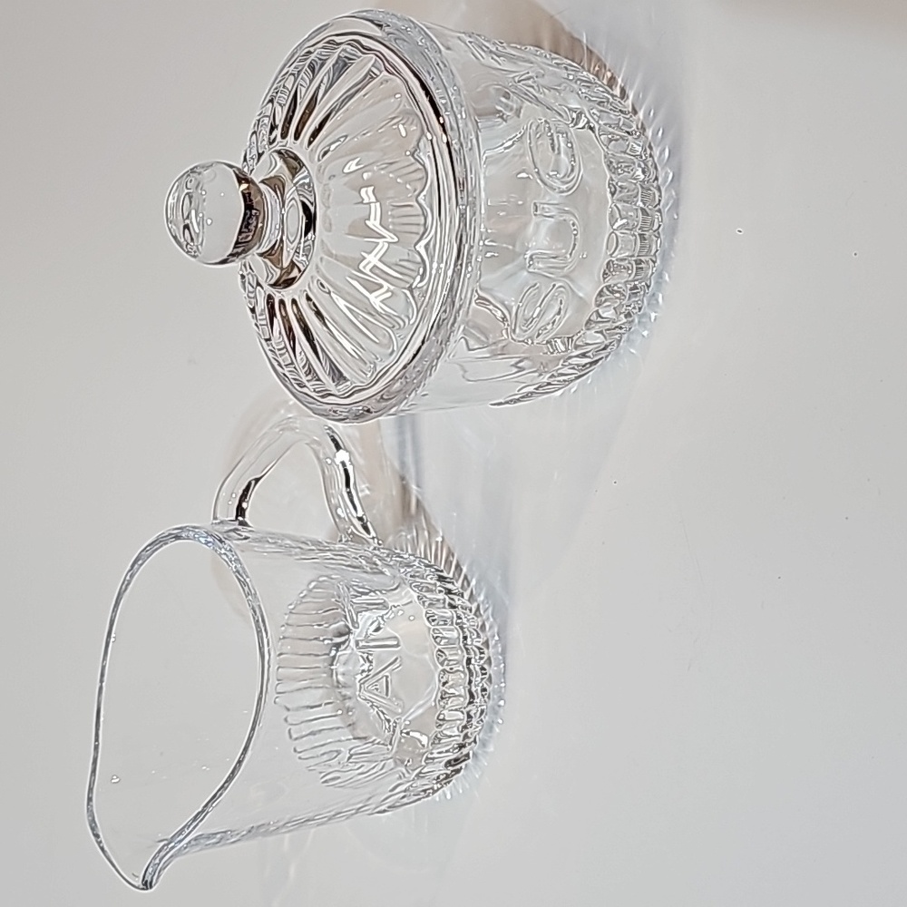 SUGAR + LAIT Small Glass Pitcher and Covered Sugar Dish